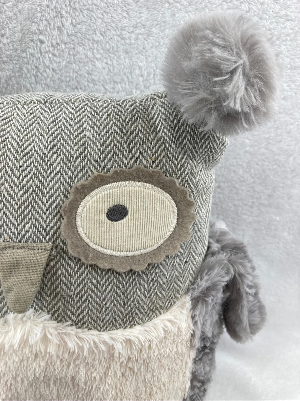 Pier 1 Imports Roxie The Grey Owl Pillow Tweed Plush Stuffed Animal 16”
